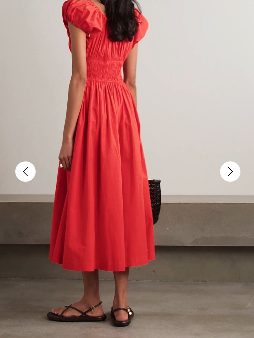 NEW Doen Quinn Red Puff Sleeve Smocked Midi Dress New with tags - Picture 5 of 15